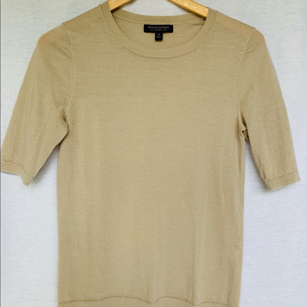 Elbow Sleeve Crew Neck Merino Wool Knit